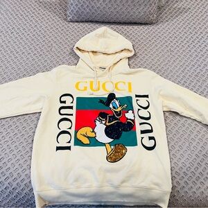 Gucci Cream Hoodie with Donald Duck Graphic